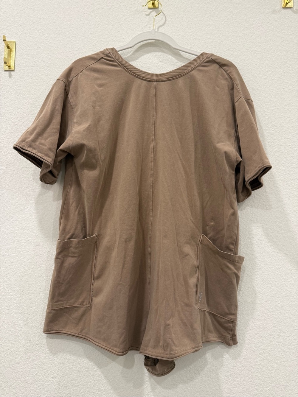 FP Movement by Free People Taupe Short Sleeve Pocket Romper